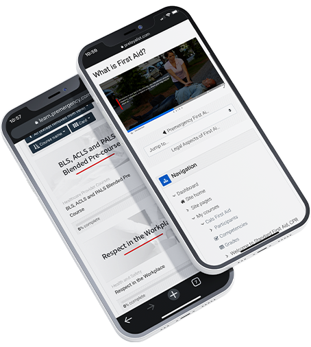 ALEN Mobile - Two phones showing the mobile version of ALEN Learning Management system